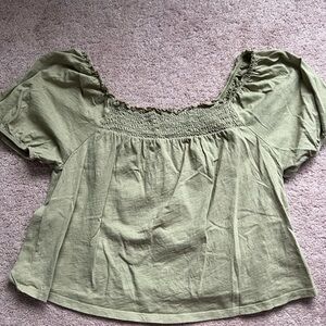 Green Smocked Women's Top
